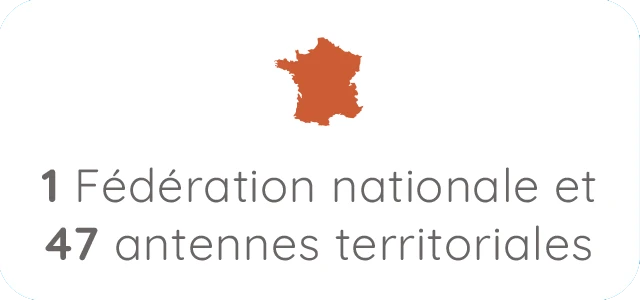 illustration de la silhouette de la France avec la légende 1 Fédération nationale et 47 antennes territoriales
