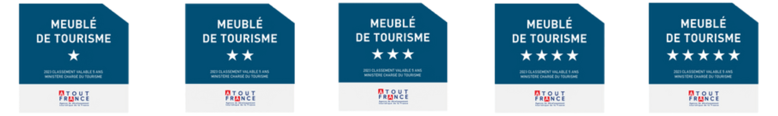 Logos des meublés de tourisme de 1 à 5 étoiles.