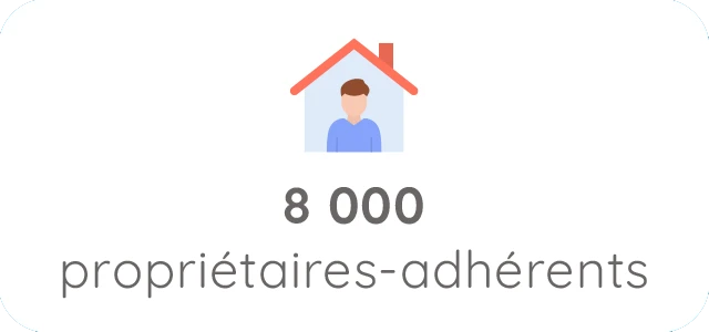 illustration d'une maison avec la légende 8000 propriétaires-adhérents
