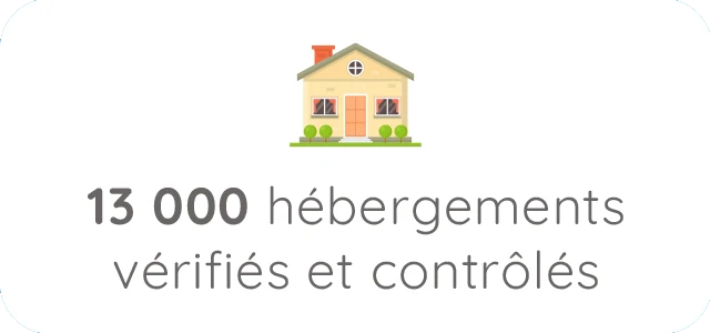 illustration d'une maison avec la légende 13000 hébergements vérifiés et contrôlés