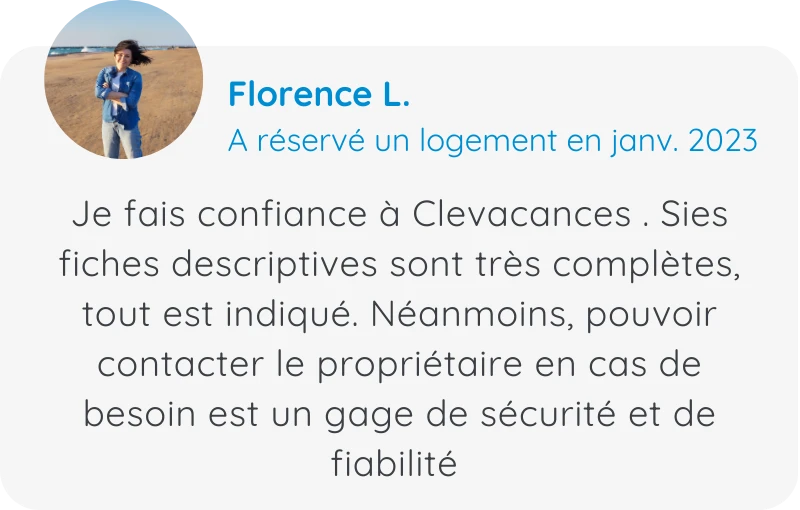 Témoignage de Florence L., voyageuse Clévacances qui préfère la réservation en ligne