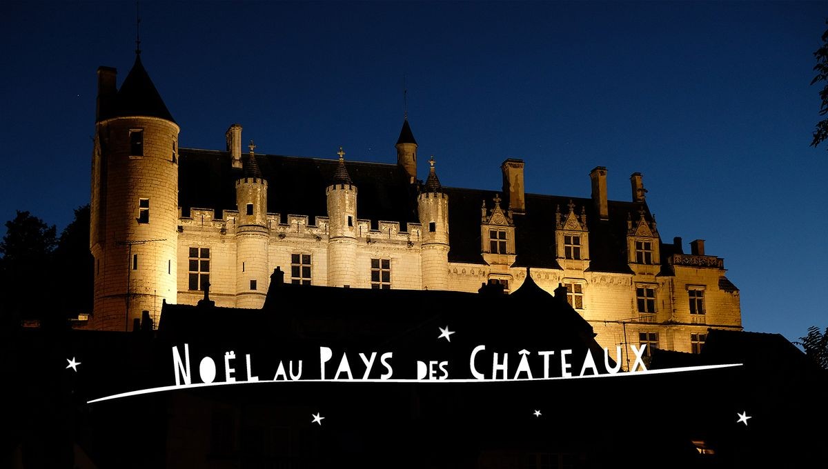 Château illuminé de nuit au Pays des Châteaux, ambiance féérique sous le ciel étoilé