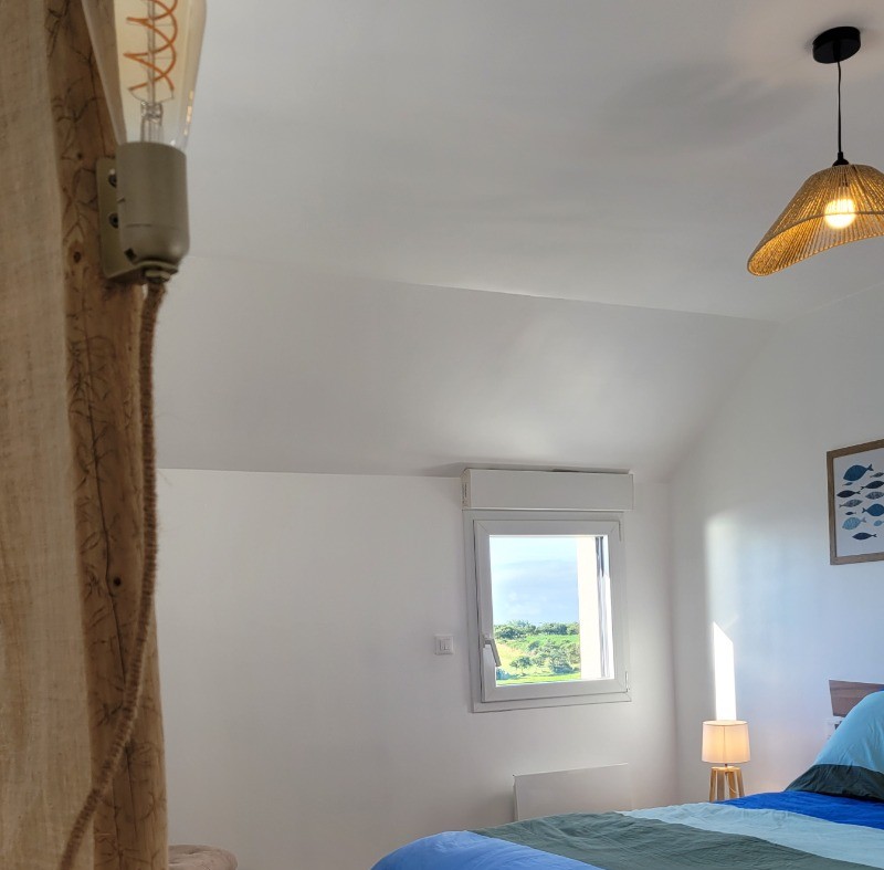 Le Moine, Location, Plouha, Point de la Tour, Clévacances, Chambre étage, lit 160, vue mer