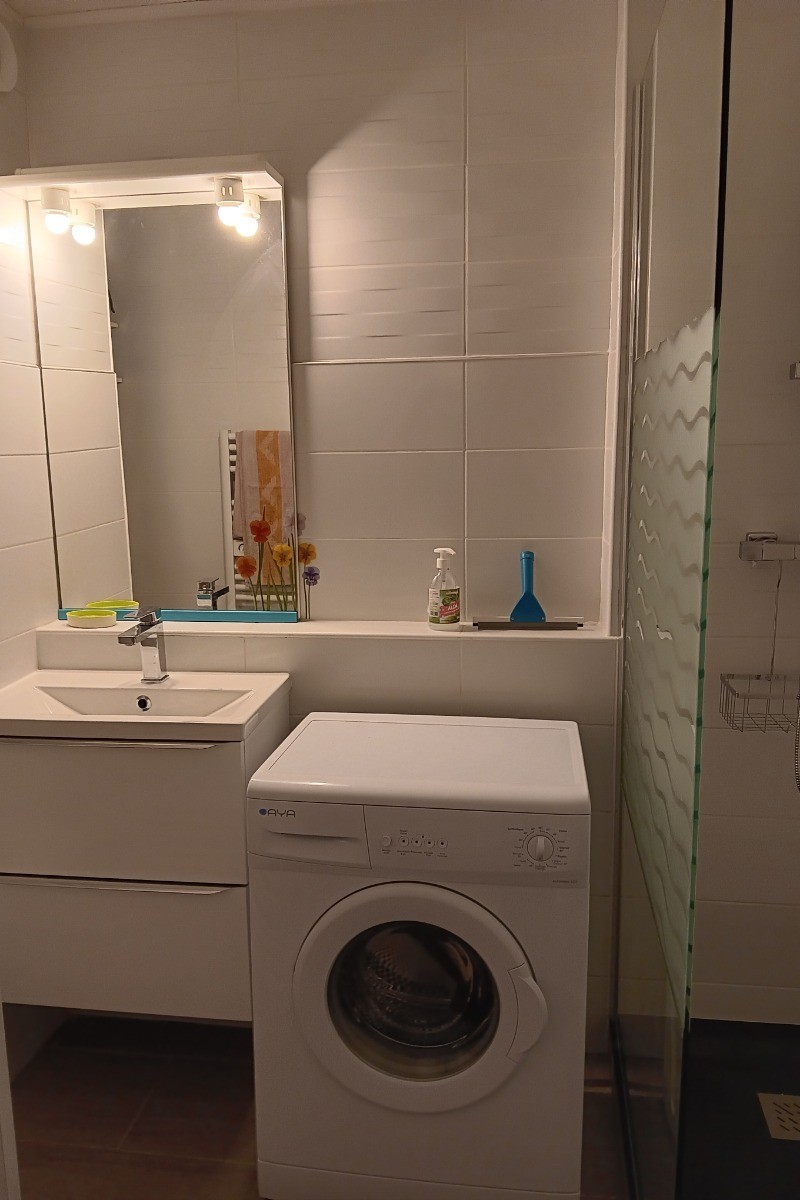 salle d'eau avec machine à laver