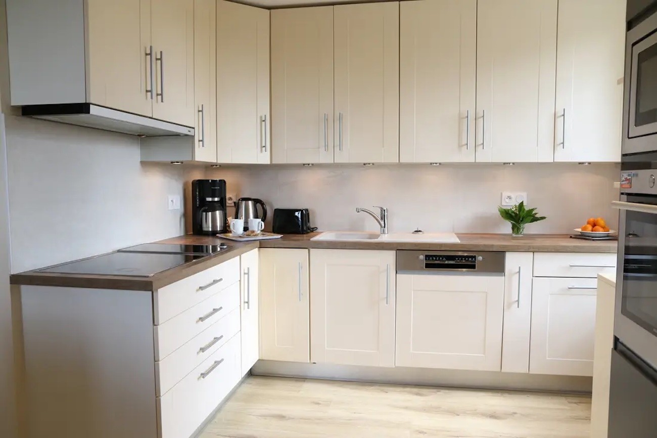 Fully equipped open-plan kitchen