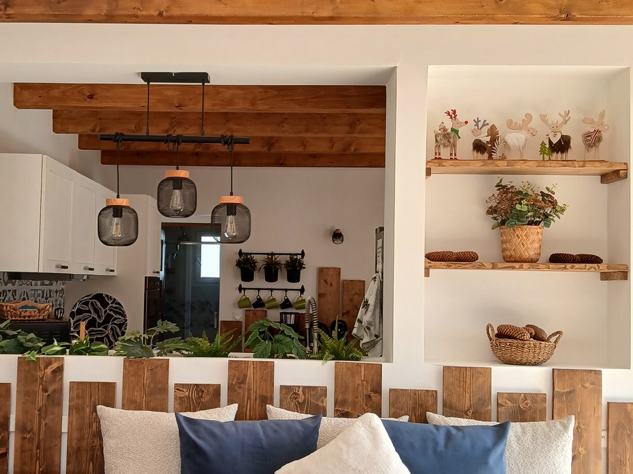 Chalet La Renardière, Moneaux, Chambon sur lac - Salon ouvert sur la cuisine