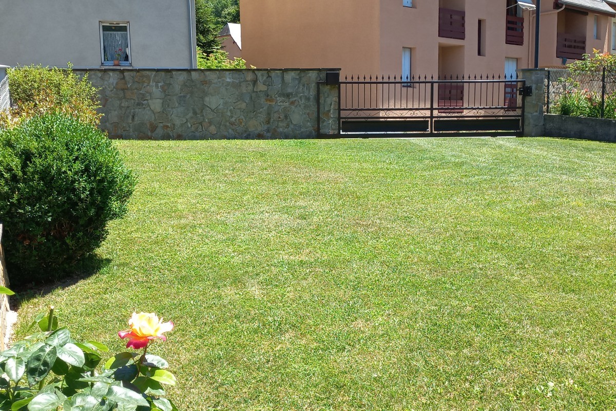 Parking herbeux pouvant contenir cinq voitures.