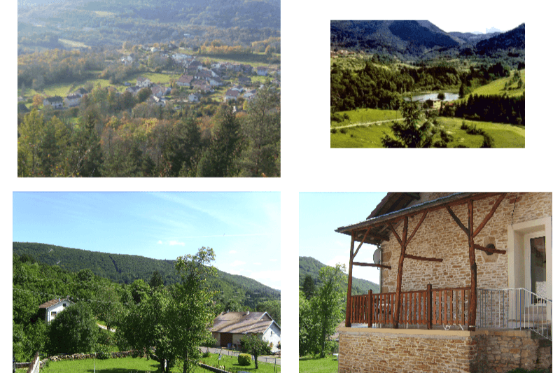Vues du village et du lac depuis des belvédères. Vue sur la montagne boisée .Terrasse abritée de 10 m2 le long du chemin privée .