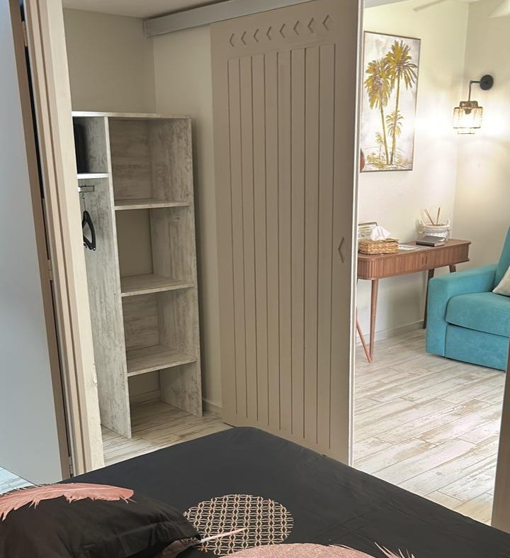 Vue d'ensemble -Chambre principale avec une séparation au salon, équipé d'un canapé convertible de qualité