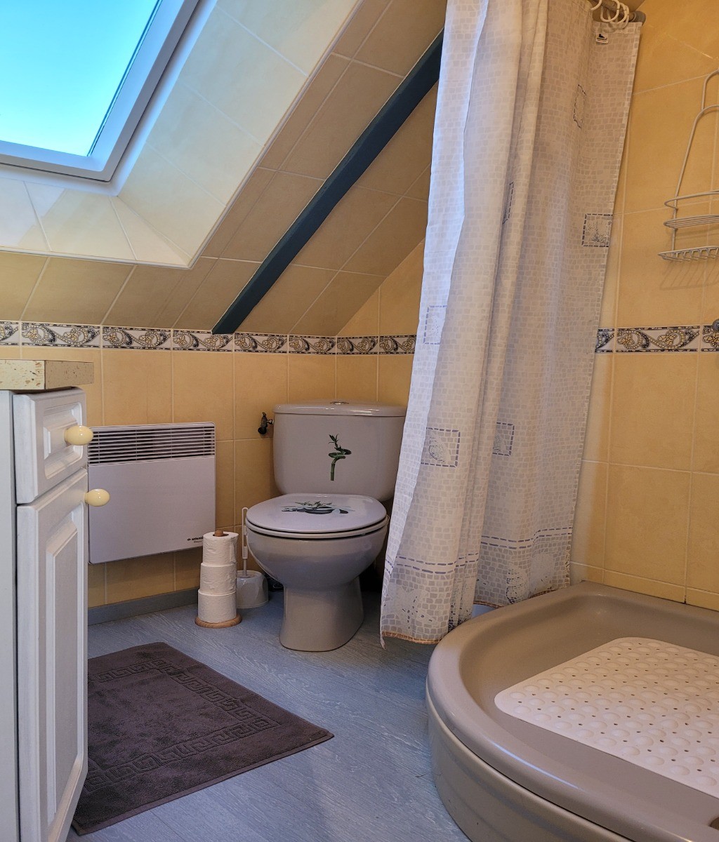 Guezou, Location à Plouha, Clévacances, la deuxième salle de douche avec WC, à l'étage