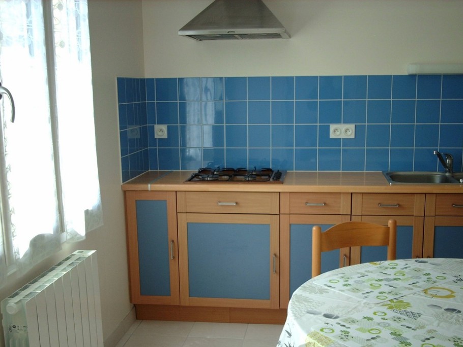 Cuisine aménagée et équipée avec frigo-congélateur, micro-ondes, four, lave-vaisselle, etc.