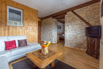 Salon avec pierres apparentes