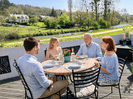 Our riverside terrace enjoys all-day sunshine.