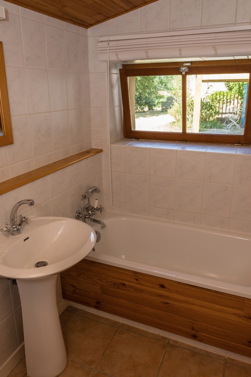 Salle de bains avec baignoire