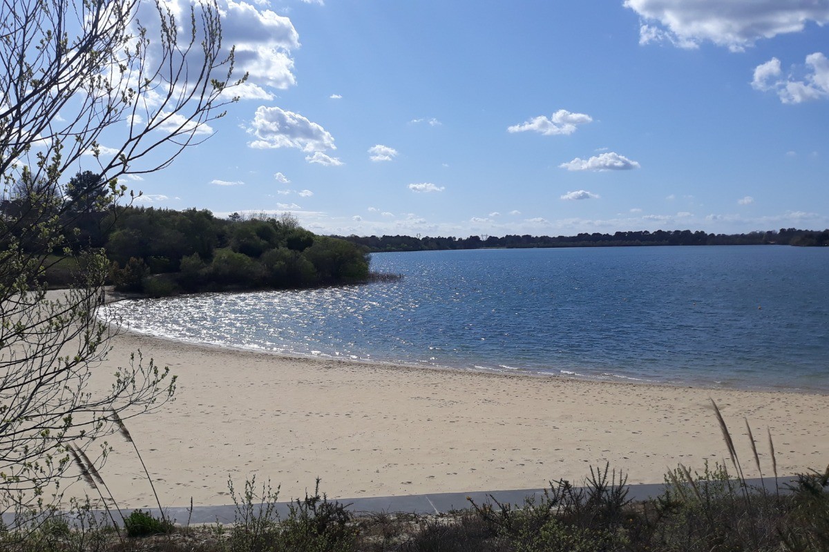 Le lac d'Arjuzanx et sa plage