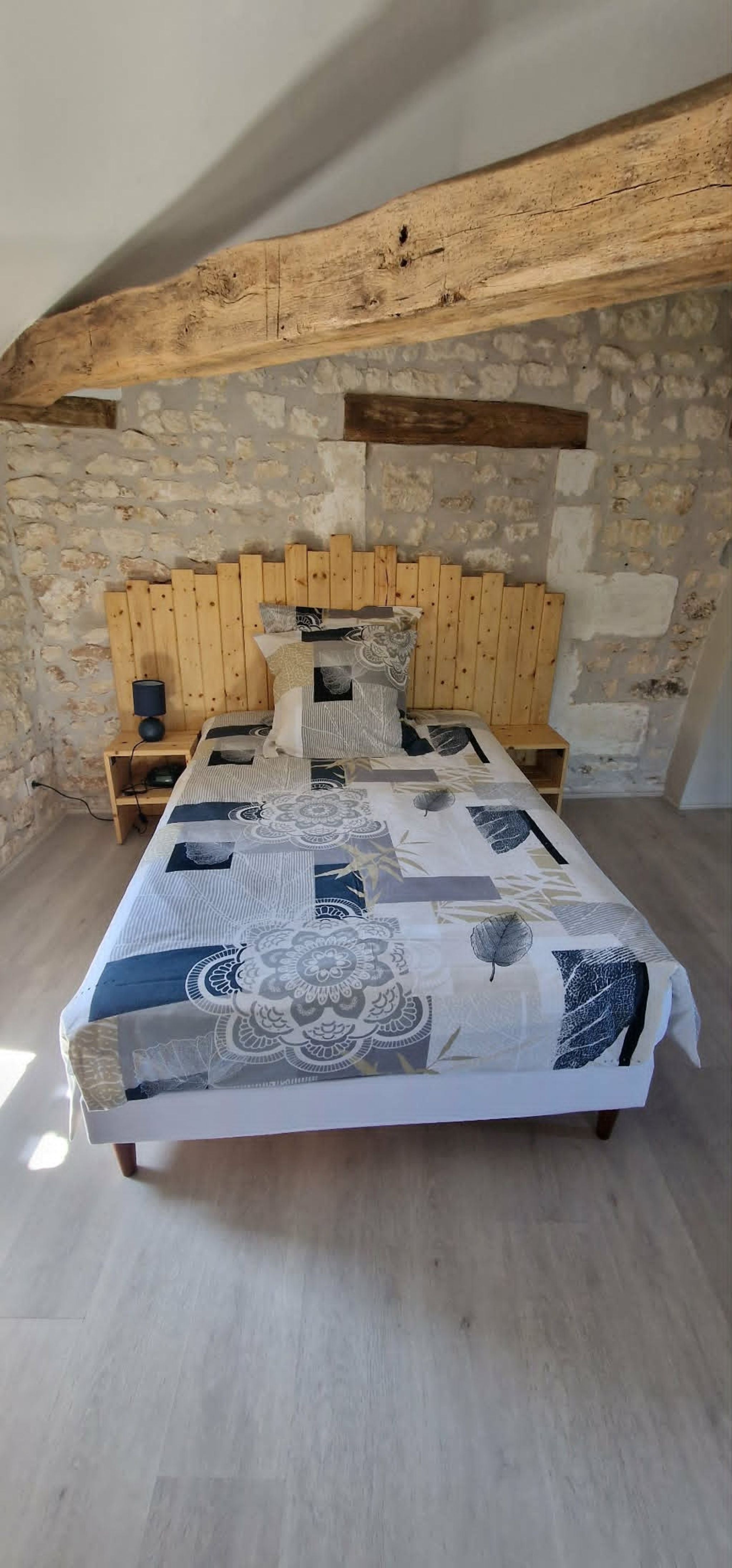 The attic is equipped for 1 or 2 people and a young child with a nappy changing table and cot.