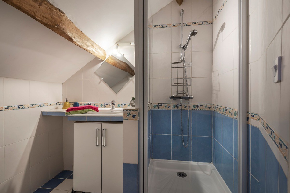 Salle de douche avec wc