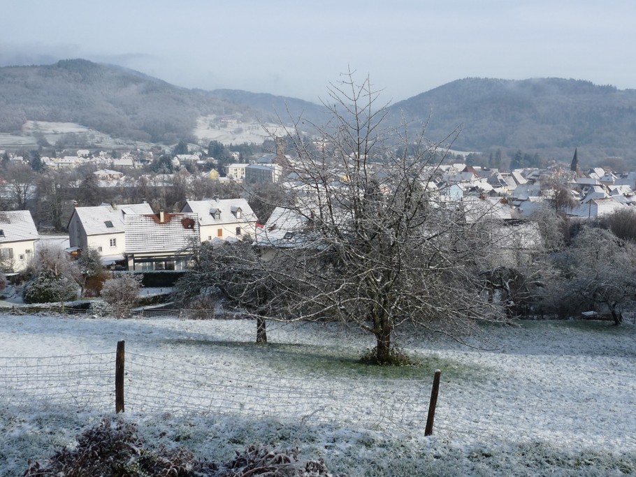 Vue sur Masevaux depuis le chalet (décembre 2022)
