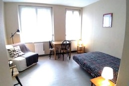 The room with the sofa bed open