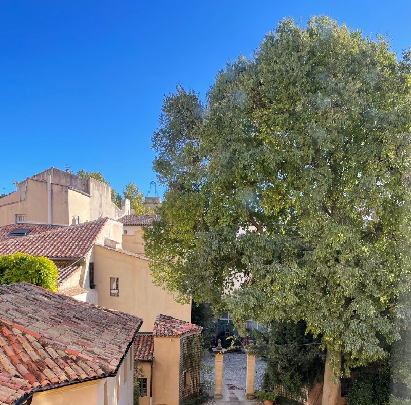 Crédit J Sergent - vue du salon sur le jardin à l'automne