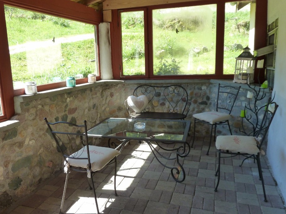 VERANDA - Gîte familial Scaravella, St Maurice sur Moselle, Rouge Gazon - Vosges, Ballon d'Alsace, Naure, Calme, Famille