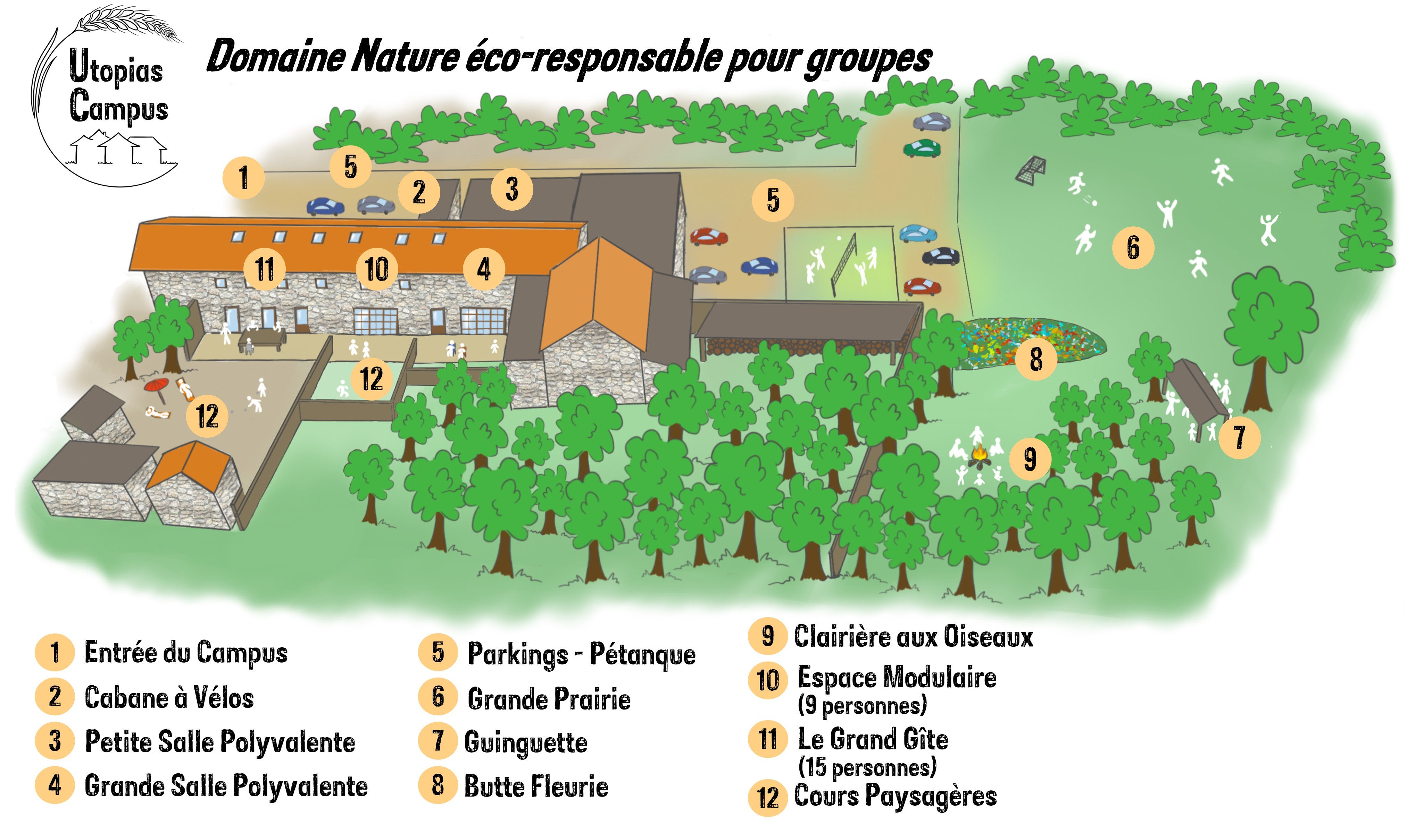 Plan du Village de gîtes Utopias Campus