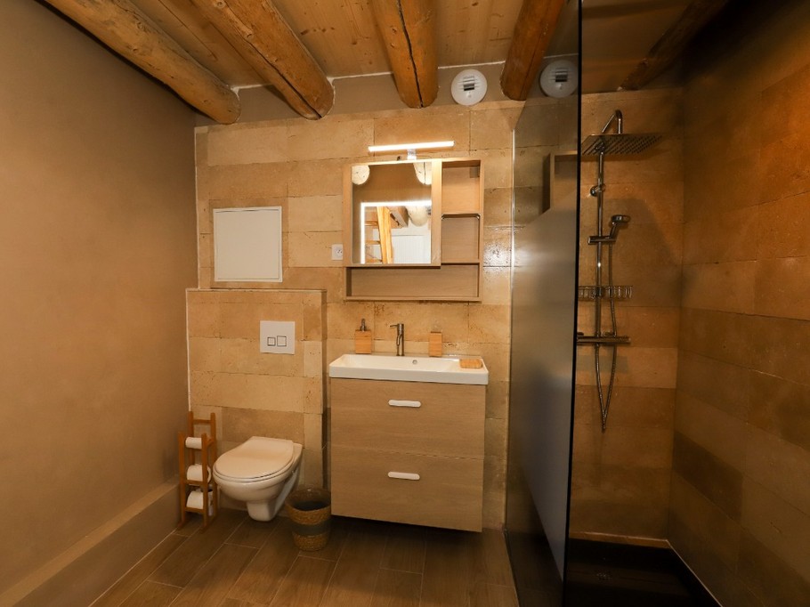 Shower room with Italian shower and wc - Esprit Cabane room - L'Hôtel Enfoncée Chambres et Table d'hôtes Le Val d'Ajol