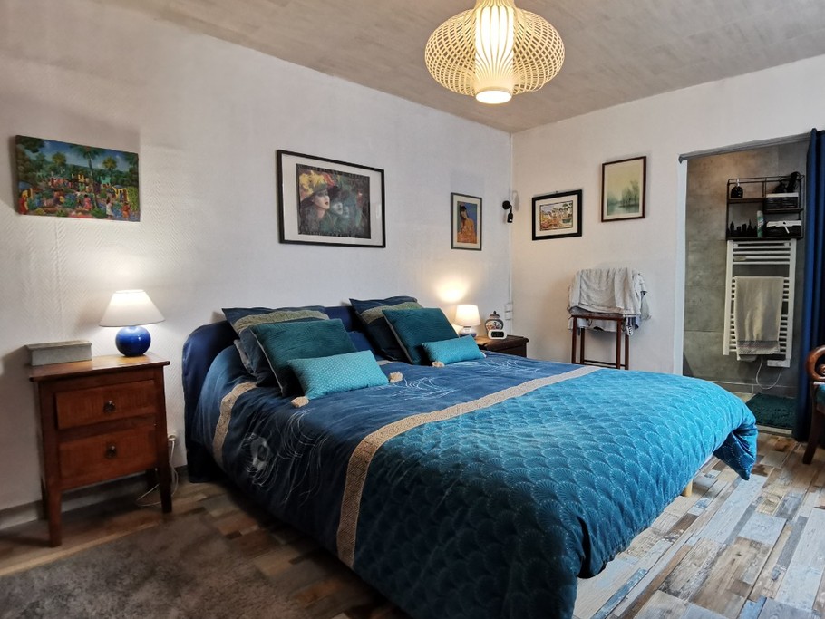 RDC: Chambre 1 avec lit 140 + salle d'eau privative