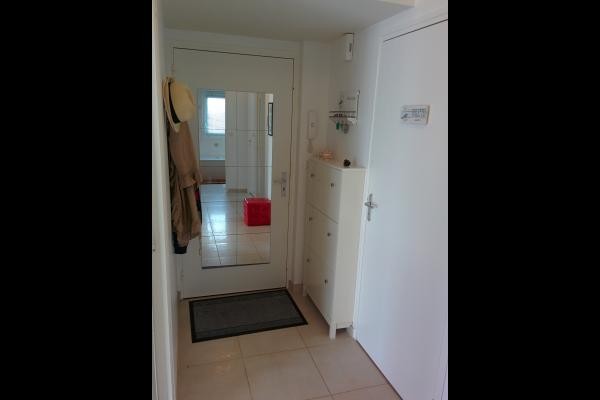 L'entrée de l'appartement (meuble à chaussure et porte des wc)