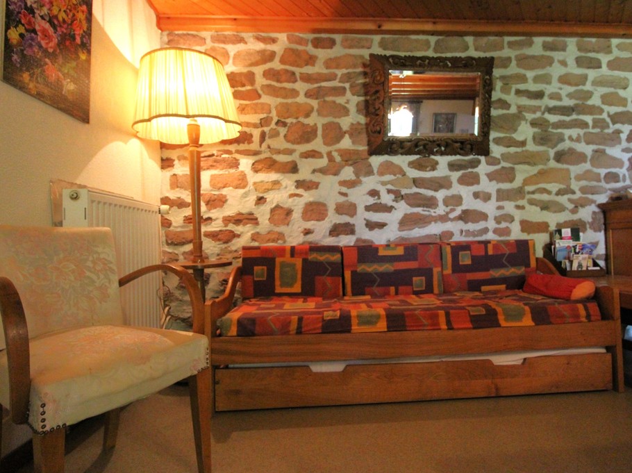 Salon/ séjour - Gîte du Han à Saint-Remy, Vosges – Appartement nature, jardin, terrain pétanque