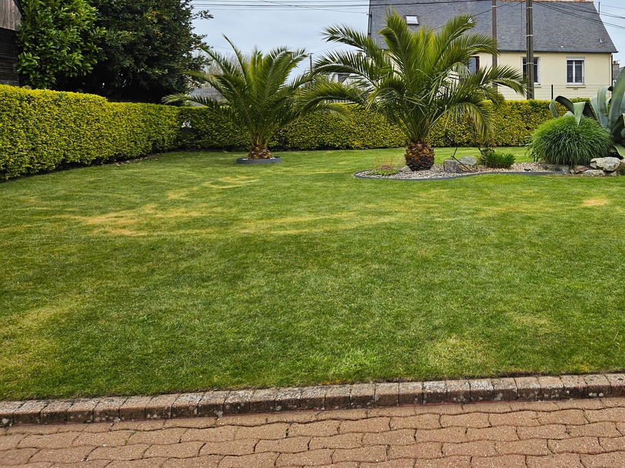 Grand jardin avec terrasse et salon de jardin. Barbecue charbon et garage sécurisé pour vos vélos à disposition. Stationnement privatif sur propriété close