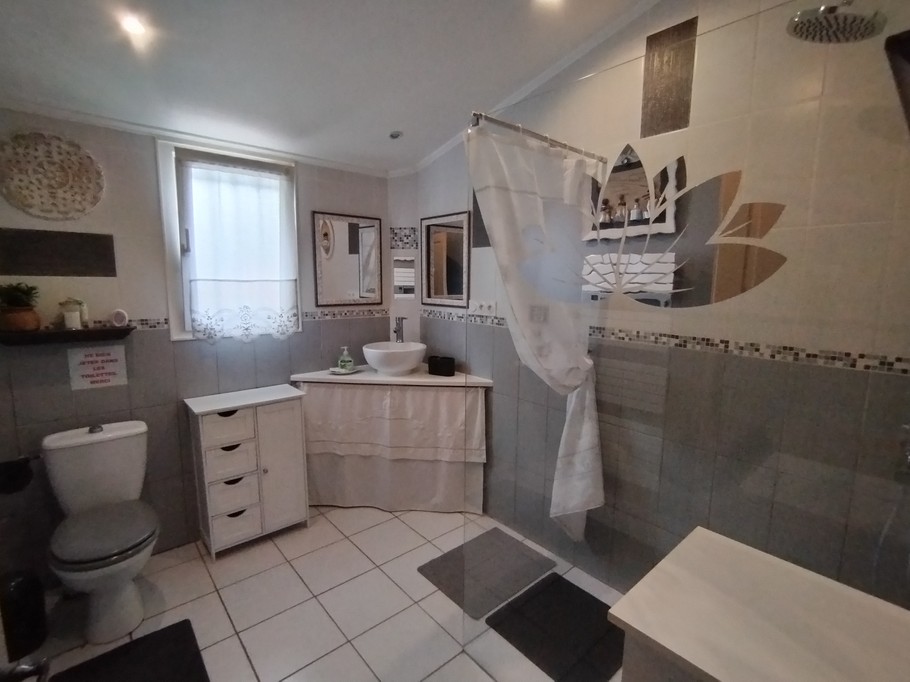 Salle de douche 120, avec wc et une vasque au rez de chaussée..