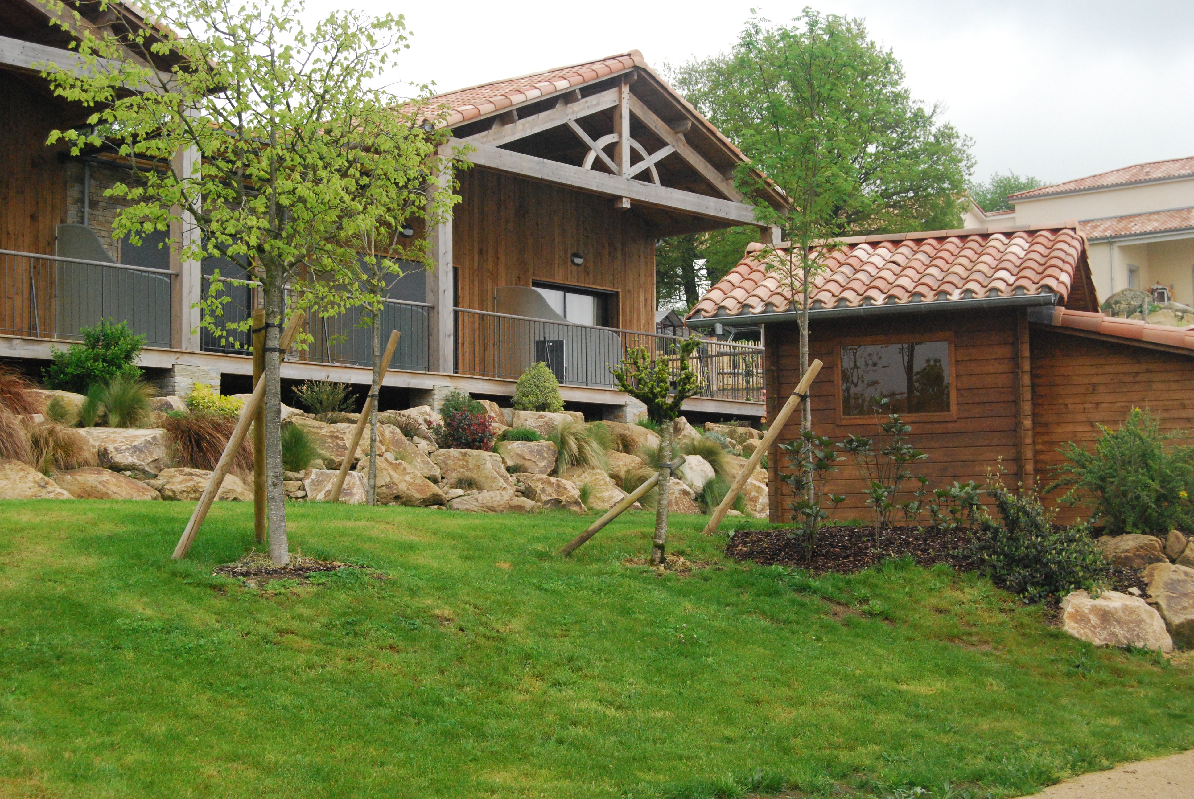 Terrasses du gîtes et sauna
