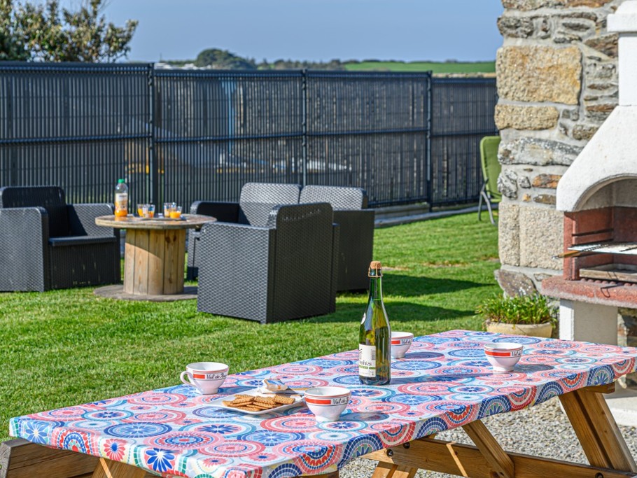 jardin avec barbecue