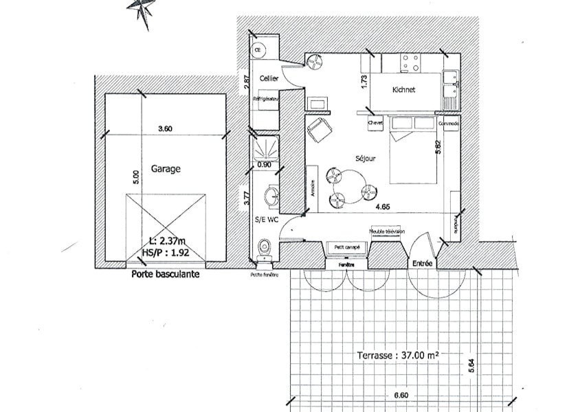 Plan du studio, Gîtes de la Cagnardette - Studio Adret (Var, Provence, Côte d'Azur)