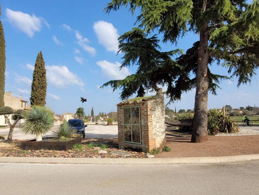 place du village le grand cèdre et le puits