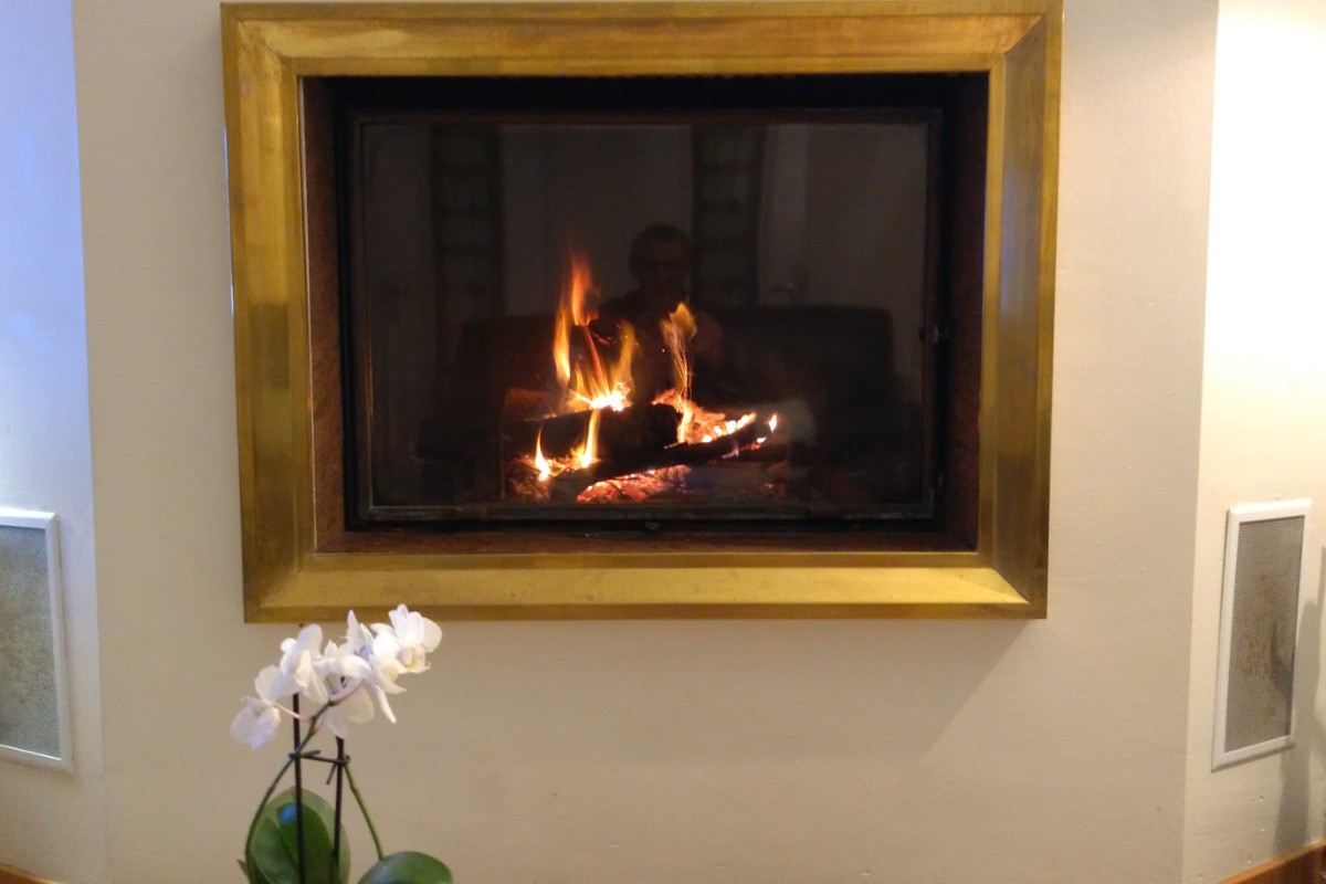 flambée dans l'insert de la cheminée