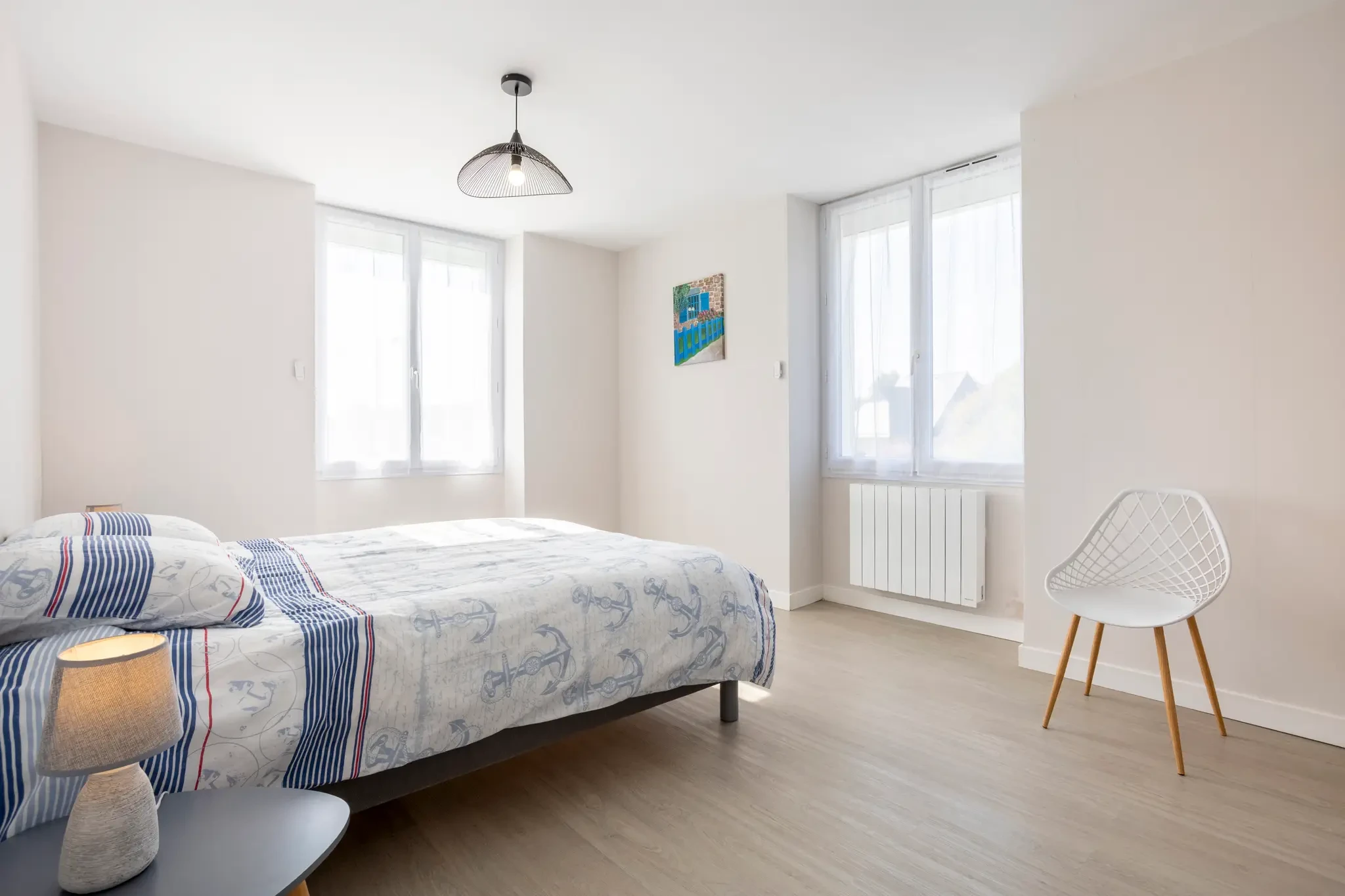 Bedroom with electric shutters