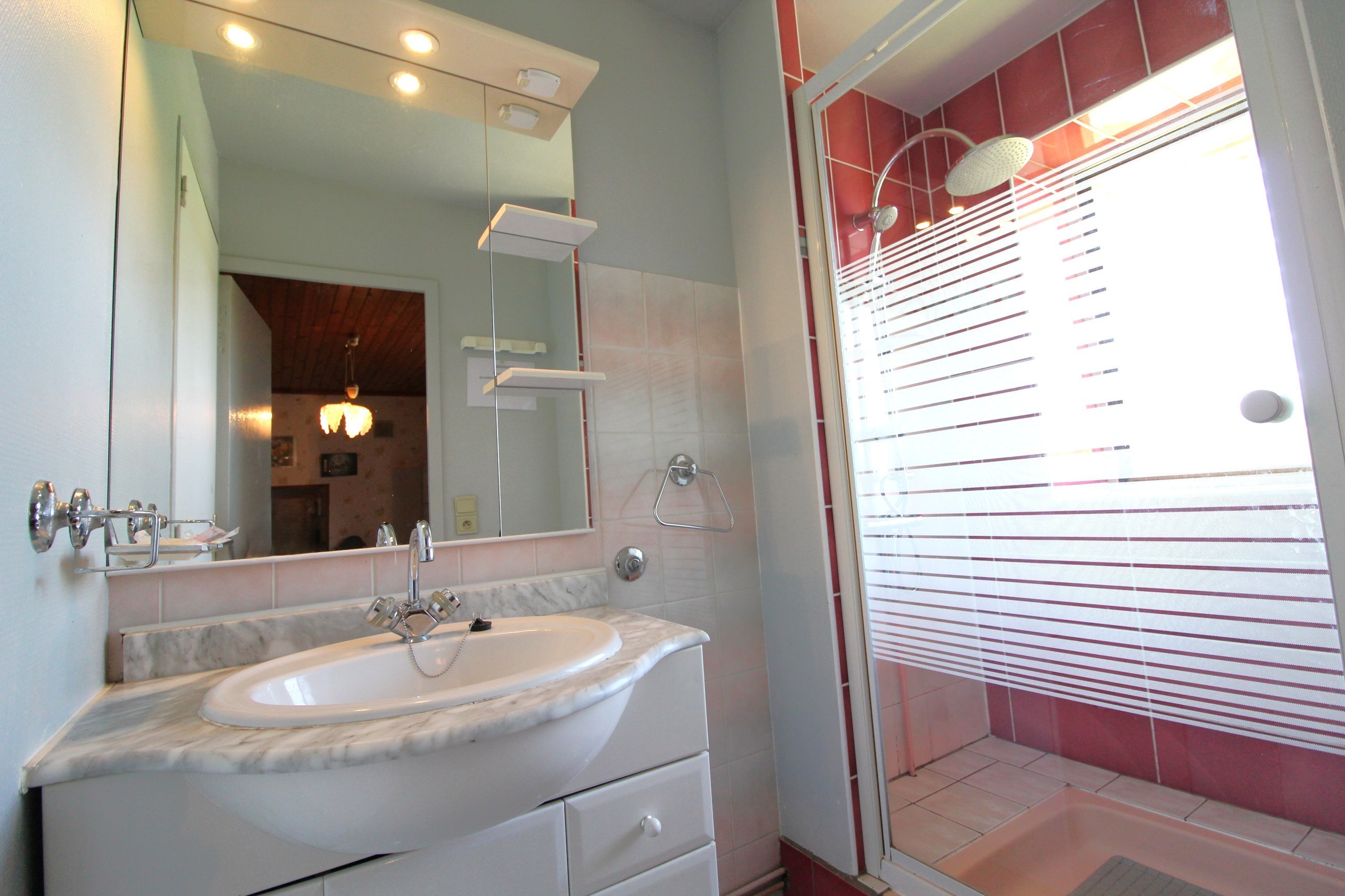 Salle d'eau - Gîte du Han à Saint-Remy, Vosges – Appartement nature, jardin, terrain pétanque