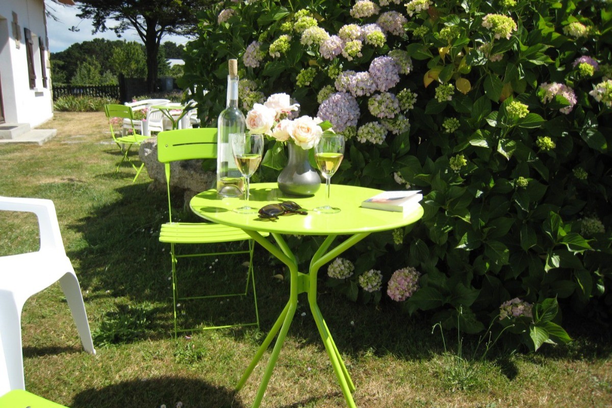 private space in the garden with garden furniture