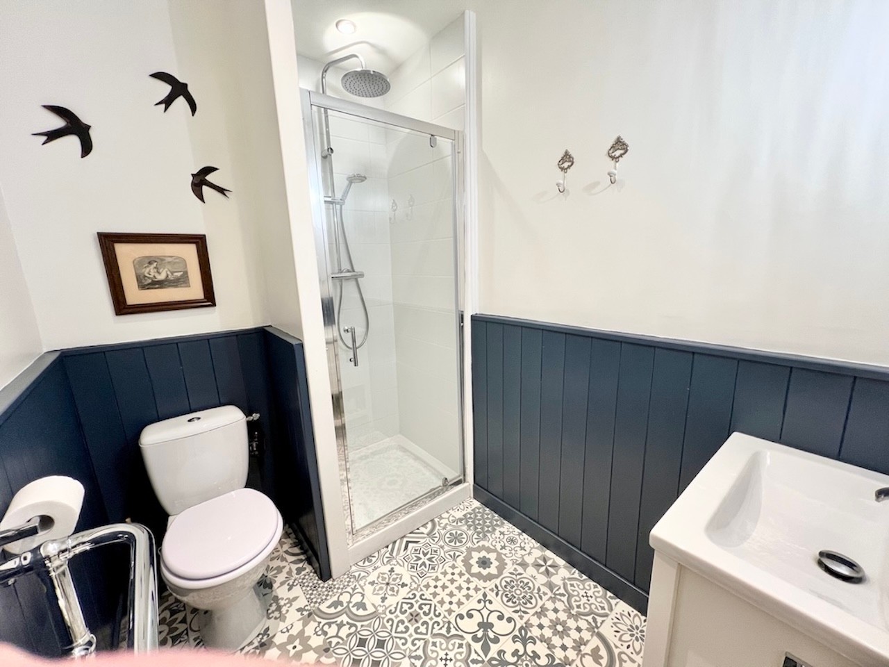 Bathroom/shower room opening onto bedroom