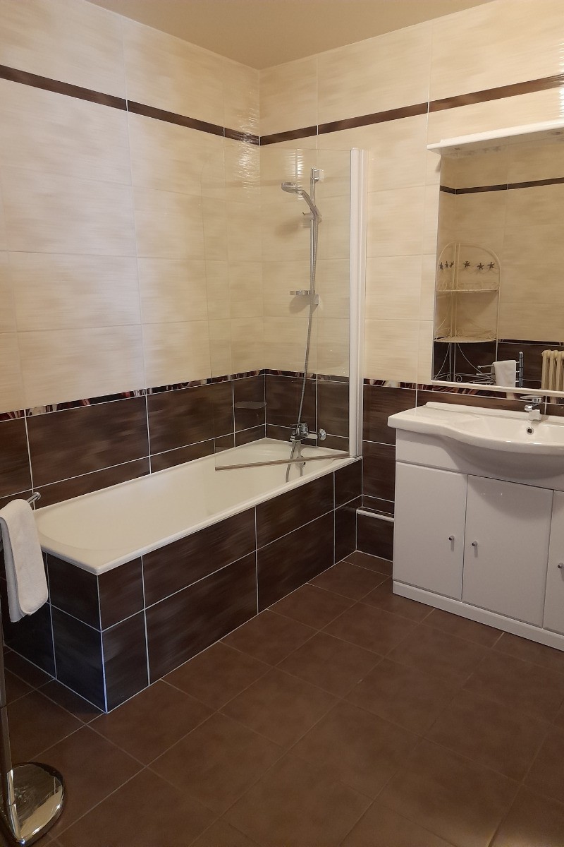 Salle de bains, avec baignoire-douche