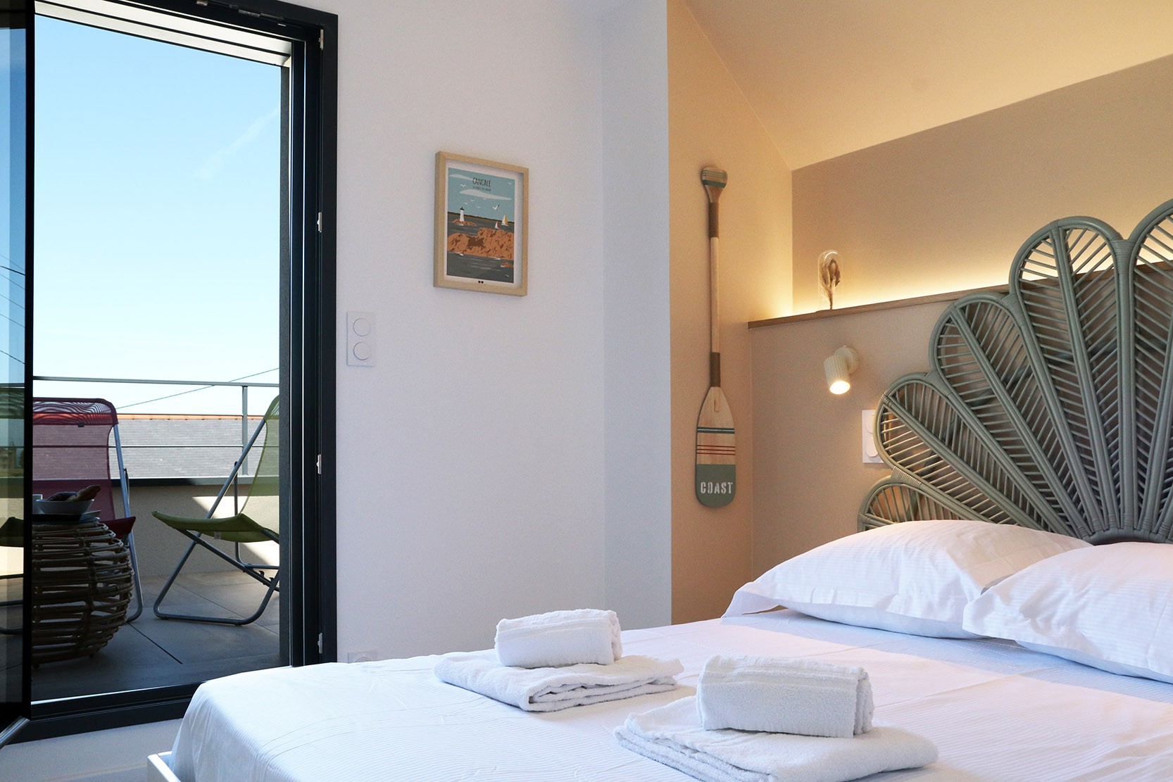 Chambre lit double 140*190 accès balcon vue mer