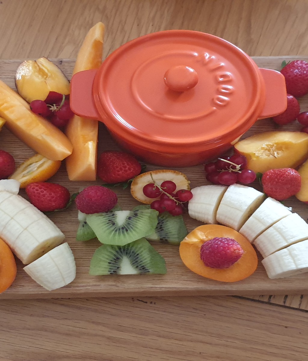 Planche fruits chocolat chaud