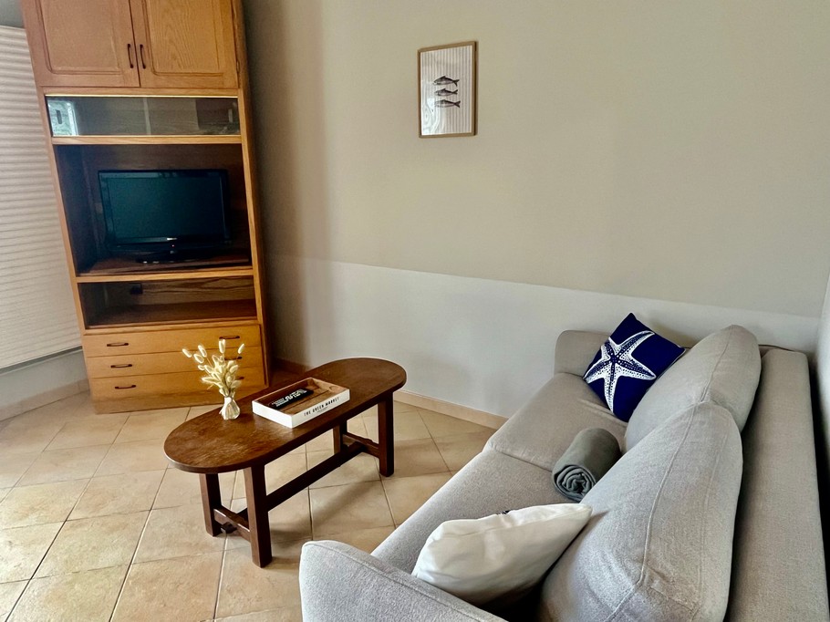 Salon avec canapé lit