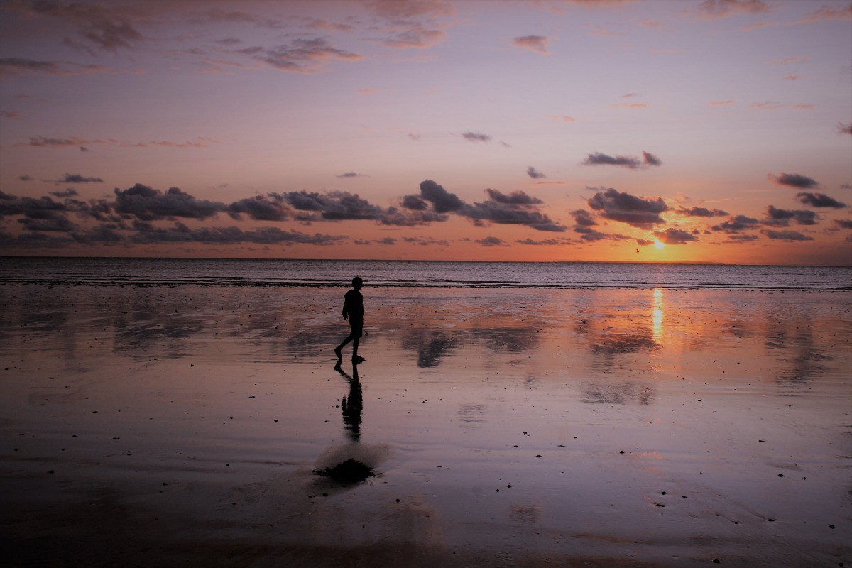 Coucher de soleil sur la plage de Pirou