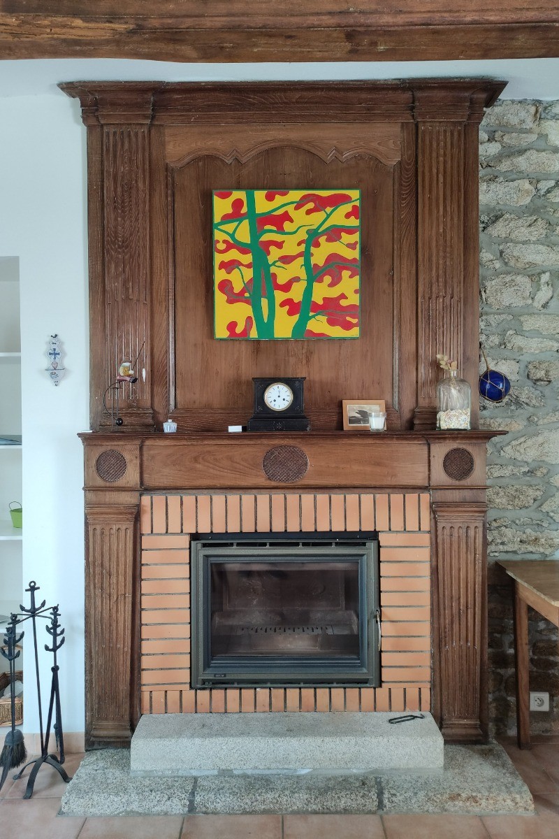 coin du feu dans salle à manger