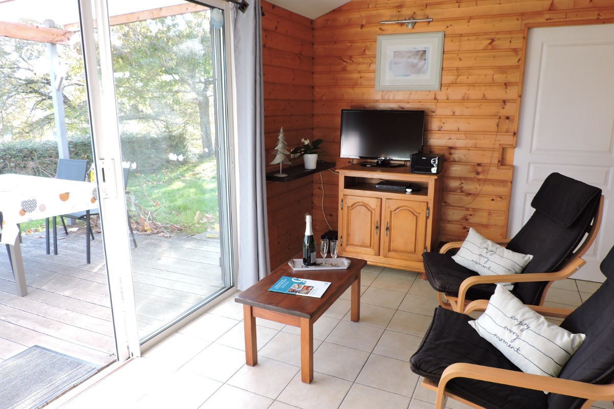 Chalet Mélèze - espace salon lumineux avec sa baie vitrée !