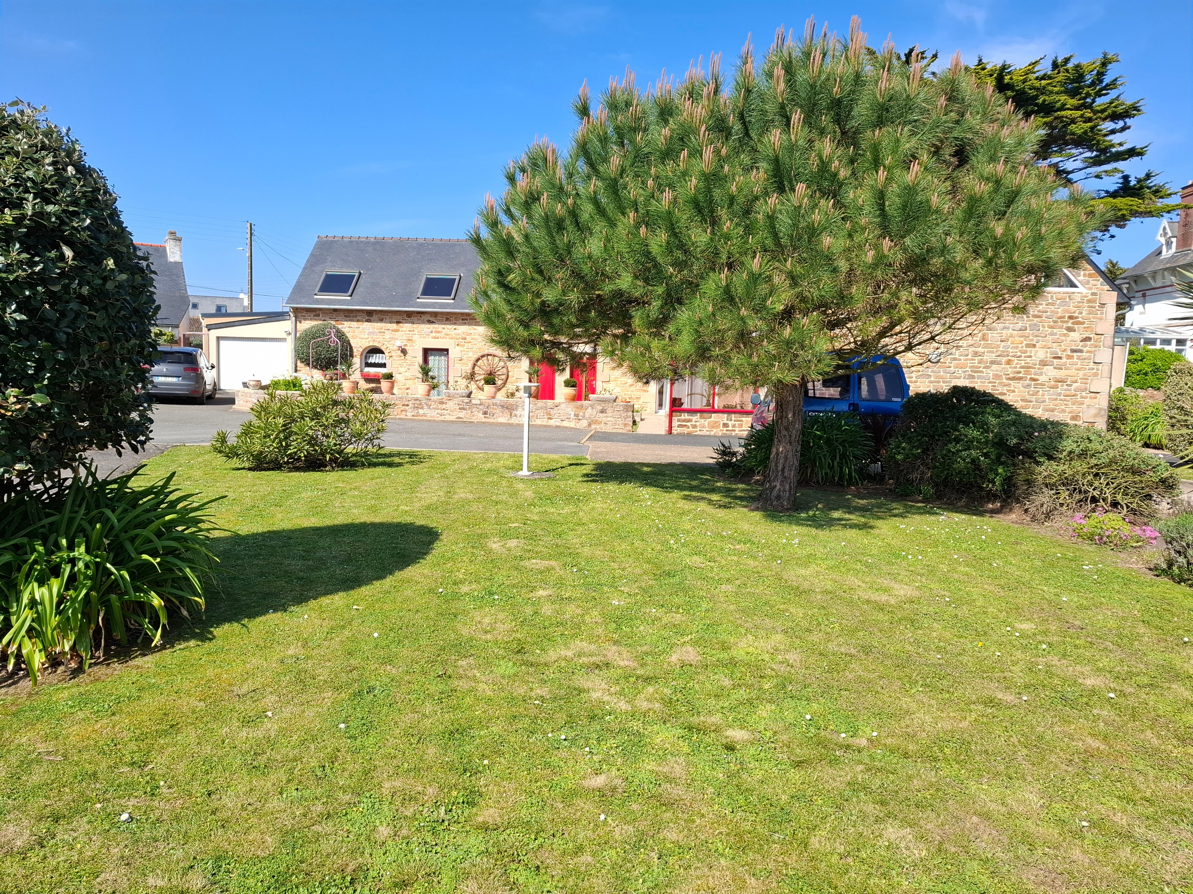 Large shared garden with guest rooms