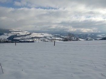 Vue du Domaine Sainte Anne avec la neige